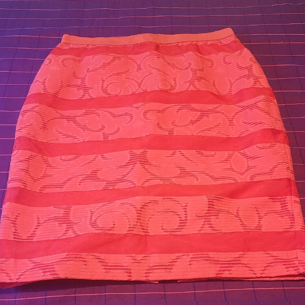 Ann Taylor Coral Textured Pencil Skirt